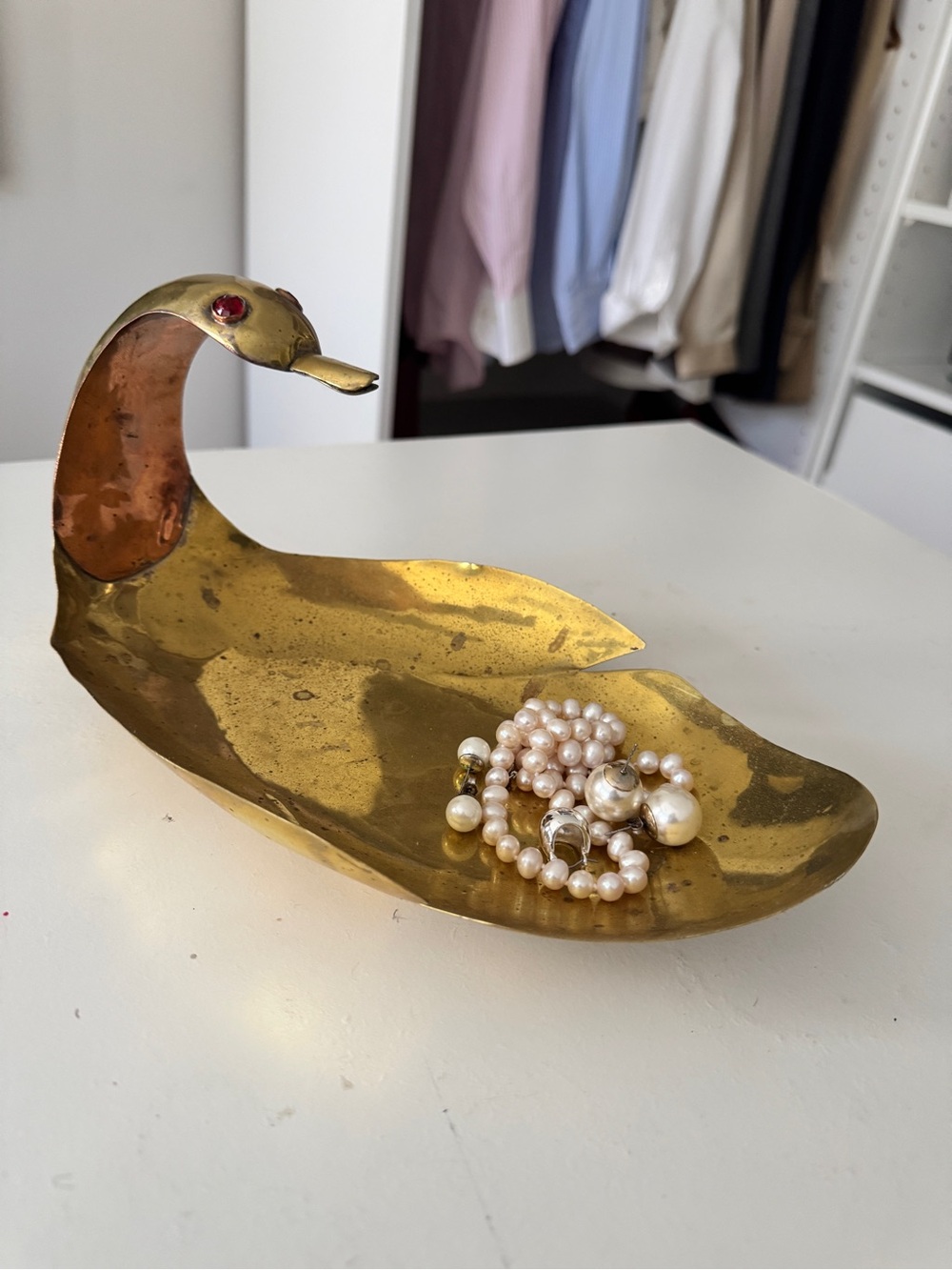 Brass/copper Swan Jewelry Tray - Decorative Catchall